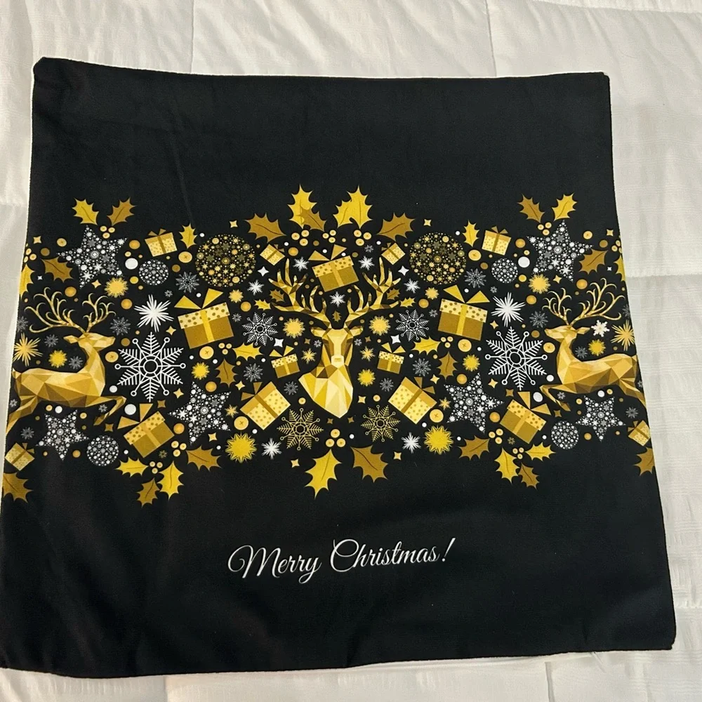 Merry Christmas Pillow Cover•18”x18” Soft Short Plush Fabric•Zipper Closure